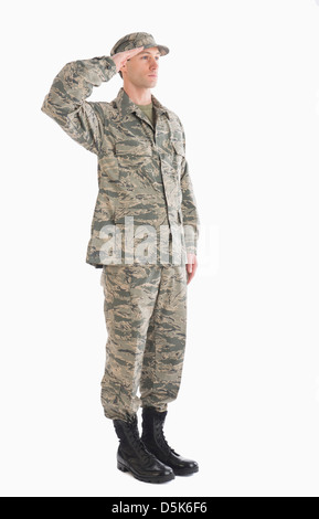 Studioaufnahme salutieren Soldaten Stockfoto