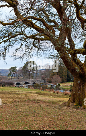 Die beiden Brücken in Postbridge im Herzen des Dartmoor National Park in Devon Stockfoto