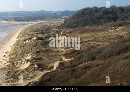 Weg durch Oxwich Bay Sanddünen in Crawley woods Stockfoto