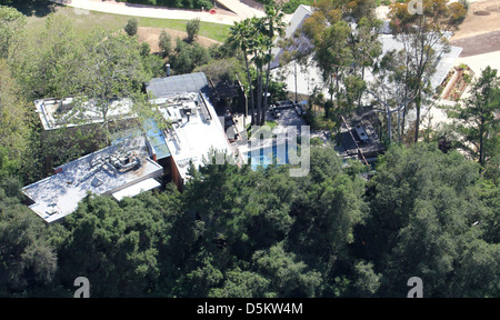 Luftaufnahme von Demi Moore und Ashton Kutcher Haus in Los Angeles. Los Angeles Californa - 26.04.2011 Stockfoto