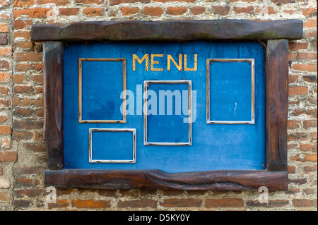 Handgefertigte Speisekarte an Bord der Normandie, Frankreich Stockfoto