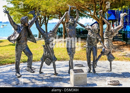 Skulpturen, die Olympische Möchtegerns von Glenna Goodacre bei Marina Jack Trail Sarasota FL genannt Stockfoto
