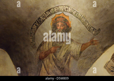 Malerei in der Krypta der Kirche von Matrice Vecchia in Castelbuono, Sizilien, Italien. Stockfoto