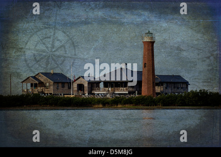 Digital verstärkte Foto von Lydia Ann Leuchtturm in der Nähe von Aransas Pass, Texas USA Stockfoto