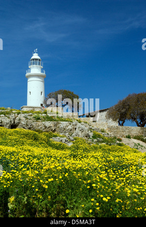 Leuchtturm, archäologischer Park, Paphos, Zypern. Stockfoto