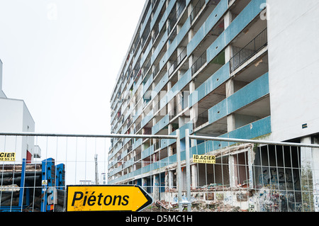 Umstrukturierung der städtischen Zusammensetzung auf die Nachbarschaften von Clichy-Sous-Bois & Clichy Montfermeil auf den Paris Vororten. Stockfoto