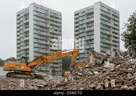 Umstrukturierung der städtischen Zusammensetzung auf die Nachbarschaften von Clichy-Sous-Bois & Clichy Montfermeil auf den Paris Vororten. Stockfoto