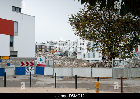 Umstrukturierung der städtischen Zusammensetzung auf die Nachbarschaften von Clichy-Sous-Bois & Clichy Montfermeil auf den Paris Vororten. Stockfoto