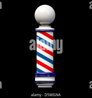 alten Barber Pole Zeichen auf schwarzem Hintergrund isoliert Stockfoto