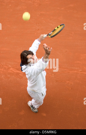 Rafa Nadal Durng dient seine Ausbildung Sitzung in seinem Geburtsort Tennisclub in der Ortschaft Manacor, Mallorca, Spanien Stockfoto