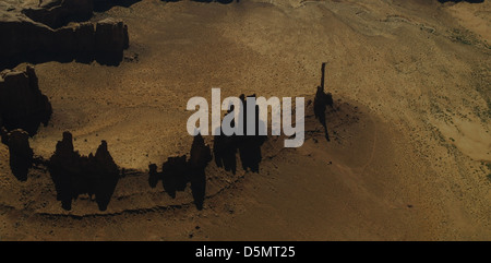 Leichtflugzeug Wüste Luftbild Totempfahl, Yei Bi Chei Zinnen, Gips Creek, Blick nach Westen, Monument Valley, Arizona, USA Stockfoto