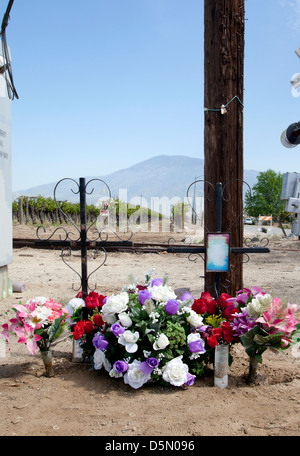 Straße Unfall Denkmal, Arvin, CA, 2013 Stockfoto