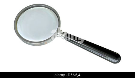 Eine regelmäßige Glas Lupe auf eine isolierte Hintergrund Stockfoto