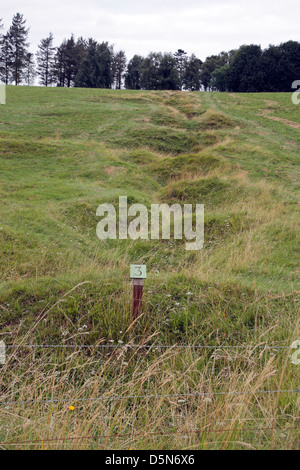 Die Gräben gegraben für 13. November 1916 Angriff auf dem Neufundland Memorial Park, Somme, Frankreich. Stockfoto