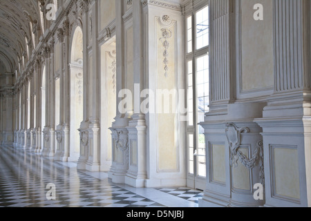 Ansicht der Galleria di Diana in Venaria Royal Palace, in der Nähe von Turin, Piemont Stockfoto