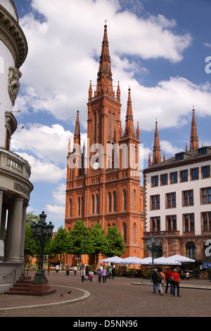 Gotische Marktkirche in Wiesbaden, Hessen, Deutschland Stockfoto