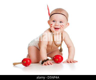 Kind Baby spielen Indianerjunge Stockfoto