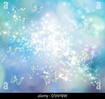 Hellen Schmetterling blau Pastell beleuchteten Hintergrund Stockfoto