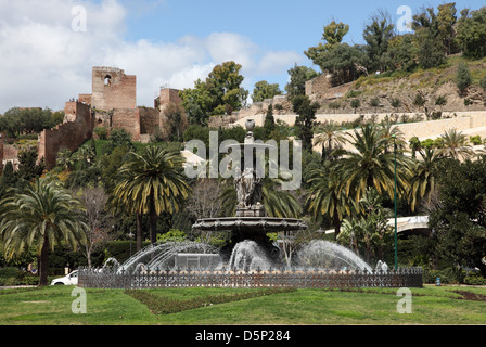 Brunnen in Malaga, Andalusien Spanien Stockfoto