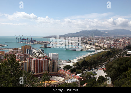 Blick über die Stadt Malaga, Andalusien Spanien Stockfoto