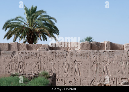 Ein Fries in der Fußgängerzone von Amun-Re-Tempel in Karnak Tempel Komplex Luxor Ägypten Stockfoto