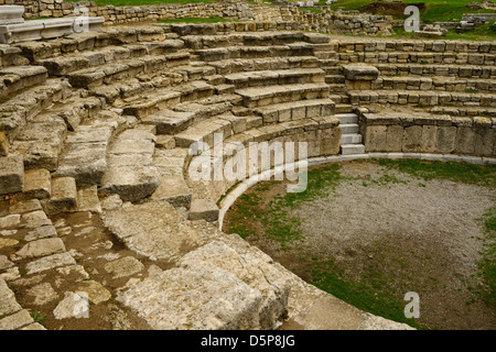 Ausgegrabene und restaurierte Odeon Theater der griechischen Stadt Troja bei Hisarlik Türkei Stockfoto