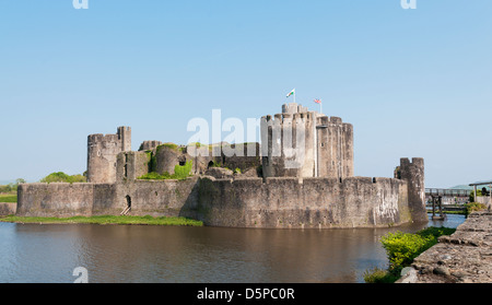Wales, Caerphilly Castle, Baubeginn 1268 Stockfoto