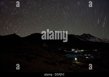 Sternspuren, Everest Base Camp trek Stockfoto