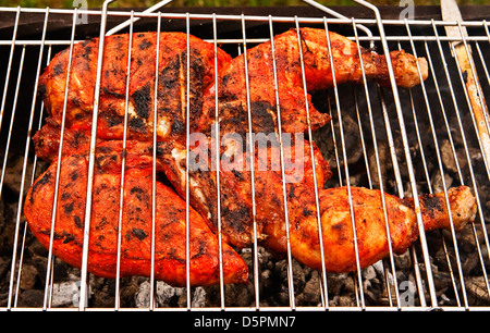 Würziges Huhn indisch auf grill Stockfoto