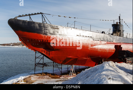 Museum u-Boot Vesikko zeigt eine ungewöhnliche Farbgebung mit Grundierung Farbe nur in dieser Phase der Renovierung. Stockfoto