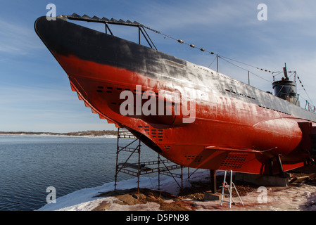 Museum u-Boot Vesikko zeigt eine ungewöhnliche Farbgebung mit Grundierung Farbe nur in dieser Phase der Renovierung. Stockfoto