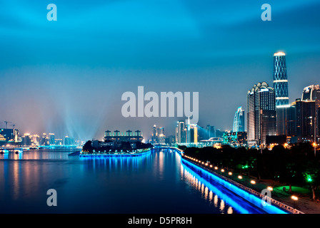 Die Gastgeberstadt für den 2010 Asian Games in Guangzhou, China-Nacht Stockfoto