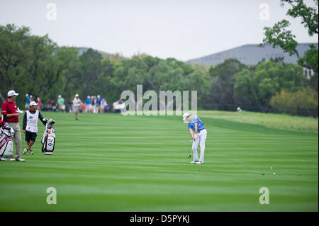 San Antonio, Texas, USA. 7. April 2013. Martin Laird in Aktion bei den Valero Texas Open statt auf dem AT&T Eichen Golfplatz TPC San Antonio, Texas. Stockfoto