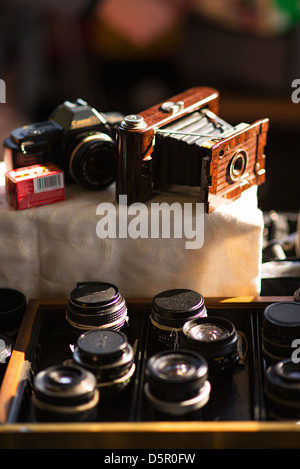 Eine Sammlung von Vintage Fotoausrüstung. Stockfoto