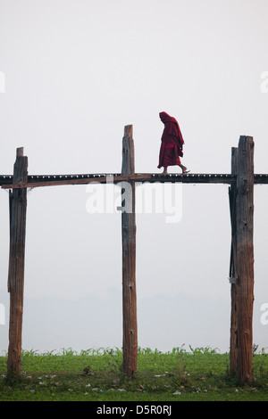 U Bein Brücke Teakholz Amarapura, Myanmar Stockfoto