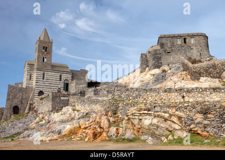 Porto Venere, Kirche San Pietro, Ligurien, Italien Stockfoto