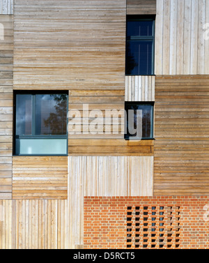 Pangbourne College, Pangbourne, Vereinigtes Königreich. Architekt: Mitchell Taylor Workshop 2012. Holz und Ziegel Detail. Stockfoto