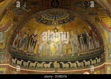 Italien, Rom, Basilika Santa Maria in Trastevere, Apsis mittelalterliches Mosaik Stockfoto