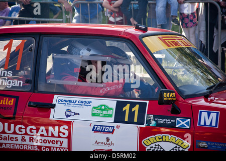 Schaltung der Rallye Irland, Lisburn, Nordirland, Wertungsprüfung, Motorsport Stockfoto