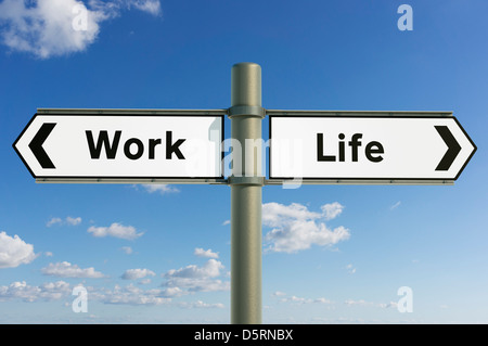 Konzept Zeichen, Work Life Balance, Richtung, Richtungen zukünftige Konzept Zeichen Stockfoto