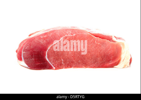 rohes RINDFLEISCHFLEISCH auf weißem Hintergrund Stockfoto