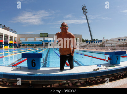 16 Mal Paralympics Medaillengewinner Spanisch Xavi Torres ist nach einer Trainingseinheit auf der Insel Mallorca gesehen. Stockfoto