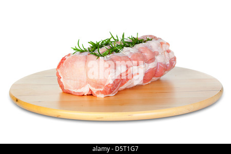 Rohe Chine von Schweinefleisch auf weißem Hintergrund Stockfoto