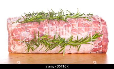 Rohe Chine von Schweinefleisch auf weißem Hintergrund Stockfoto