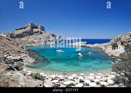 St. Pauls Bay Lindos Rhodos Greek Islands Hellas Stockfoto