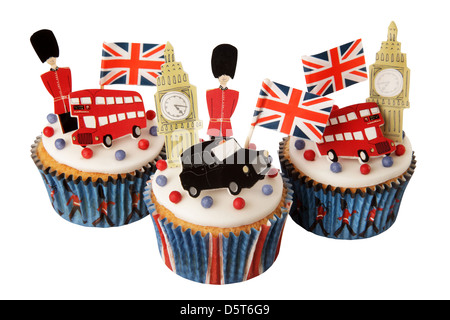 BRITISCHE FEIER LONDON CUPCAKES Stockfoto