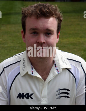 08.04.2013 London, England. Paul Stirling von Middlesex County Cricket in LV County Championship-Kit Middlesex Medien tagsüber von Lords. Stockfoto