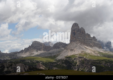 Le Tre Cime di Lavaredo, dal Monte Piana Stockfoto