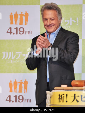 Tokyo. Japan. 9. April 2013. Dustin Hoffman, 9. April 2013: Tokio, Japan: Schauspieler Dustin Hoffman besucht die Pressekonferenz für den Film 'Quartett' in Tokio, Japan, am 9. April 2013. Der Film öffnet am 19. April in Japan. (Foto: AFLO/Alamy Live-Nachrichten) Stockfoto