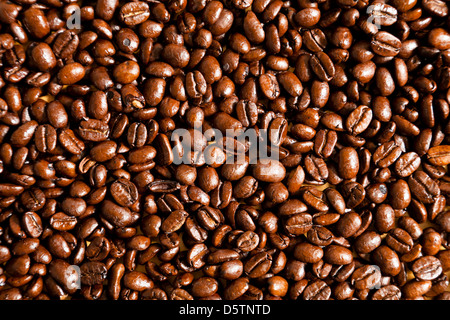 Kaffeebohnen von oben Stockfoto